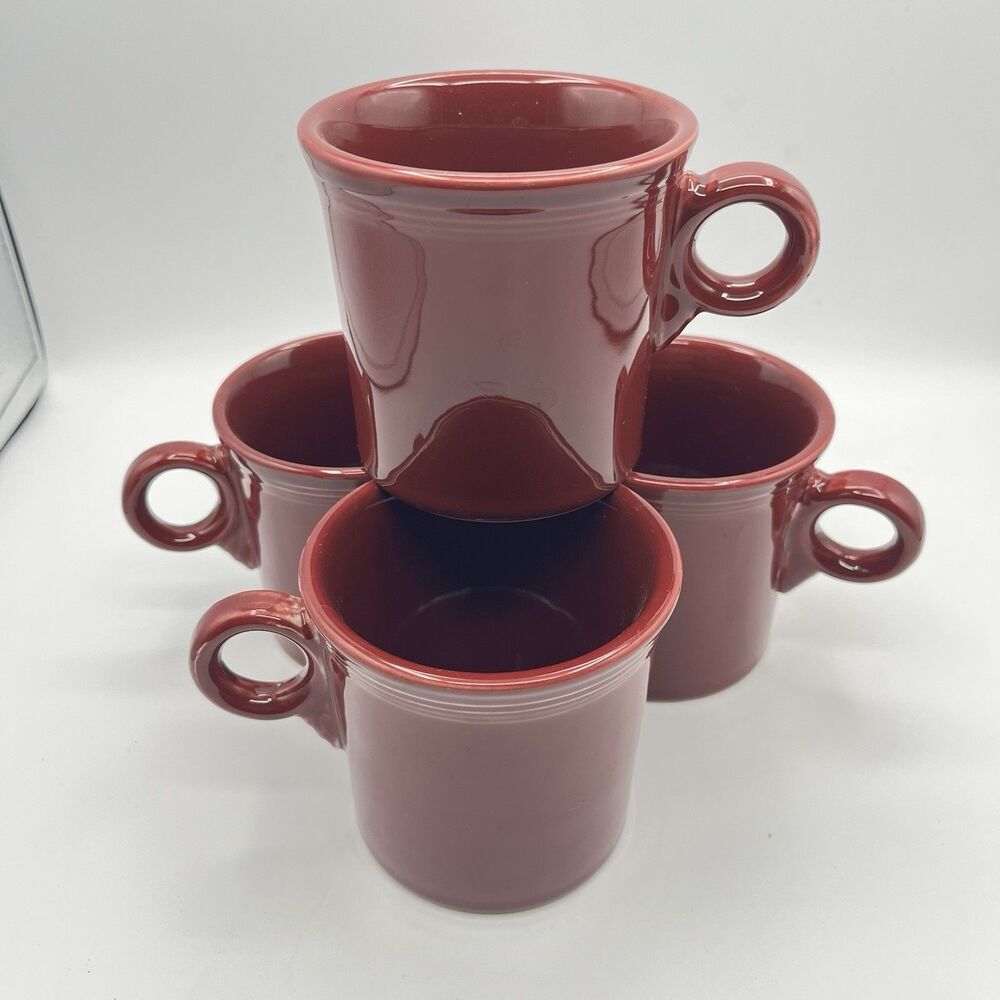 Fiestaware Fiesta Round Handle Coffee Mug HLC USA Claret Set of 4